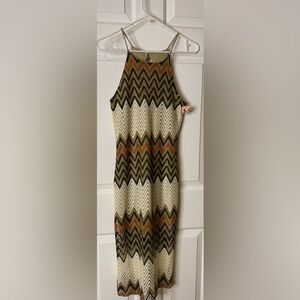 Poetry Zigzag Pattern Dress - Black, Brown, Cream
